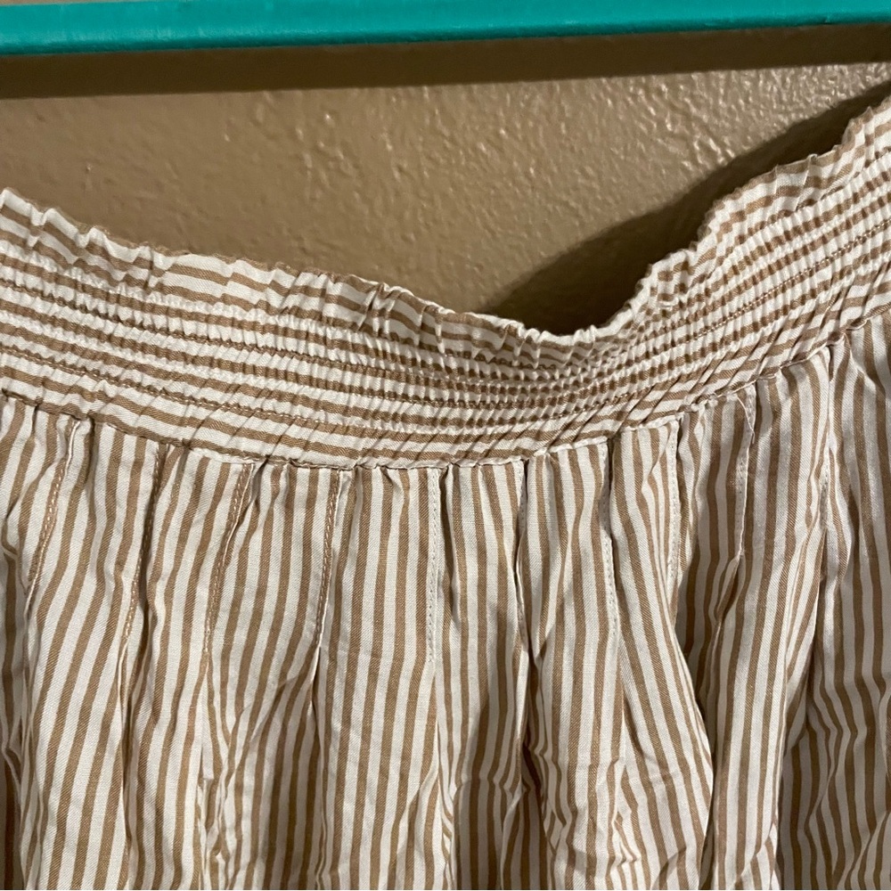 Maggie Lawrence Beige and White Striped Skirt